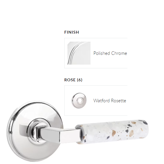 Emtek 8110.LSUS26.TZLT.LH Select Passage , Watford Rosette , L-Square Stem , Light Terrazzo Handle , LH