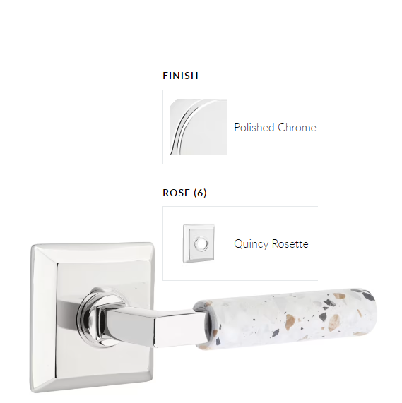 Emtek 8231.LSUS26.TZLT.LH Select Privacy , Quincy Rosette , L-Square Stem , Light Terrazzo Handle , LH