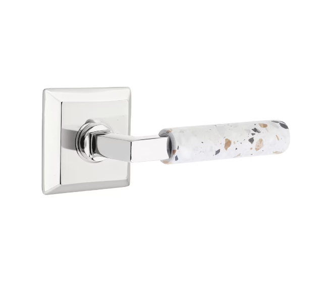 Emtek 8231.LSUS15A.MRGN.LH Select Privacy , Quincy Rosette , L-Square Stem , Green Marble Handle , LH - Parent