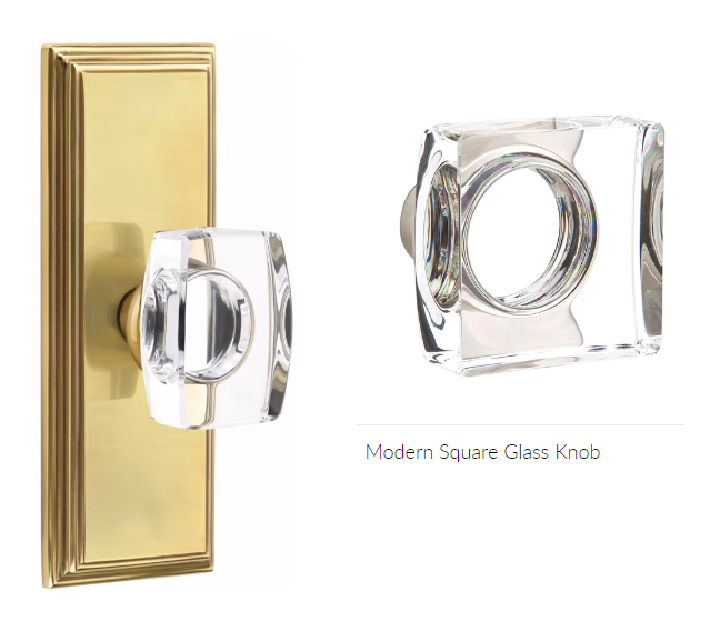 Emtek 8235MSC Privacy , Wilshire Non-Keyed 7" , Modern Square Crystal Knob - Parent
