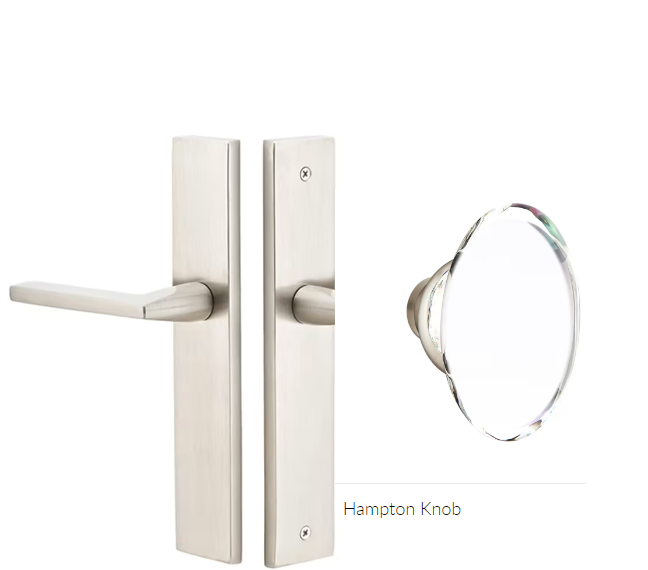 Emtek 8241HT Thumbturn Privacy , Stretto , 10" Plate , Hampton Glass Knob - Parent