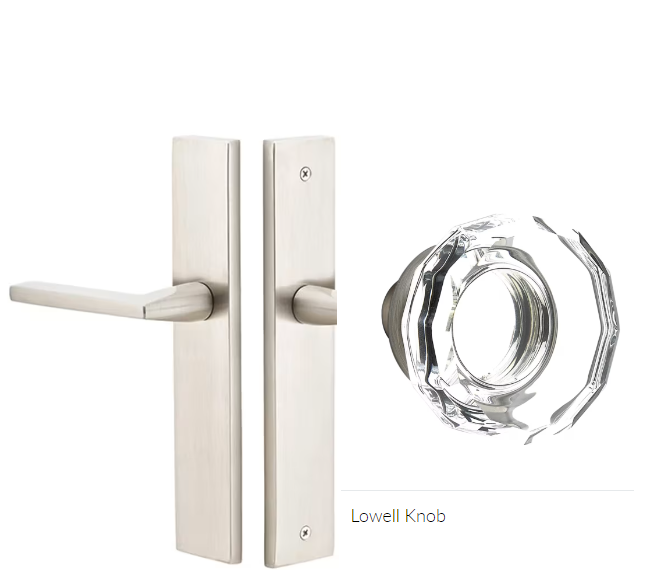 Emtek 8241LW Thumbturn Privacy , Stretto , 10" Plate , Lowell Glass Knob - Parent