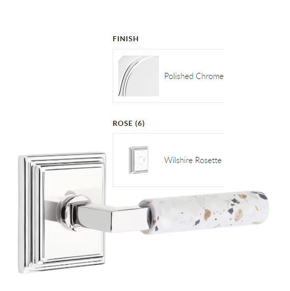 Emtek 8161.LSUS26.TZLT.LH Select Passage , Wilshire Rosette , L-Square Stem , Light Terrazzo Handle , LH