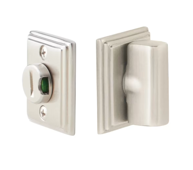 Emtek 8383.RESUS15 Thumbturn Privacy Bolt with Color Indicator , Double Wilshire Rosette , with Rectangular Step Thumbturn - Parent