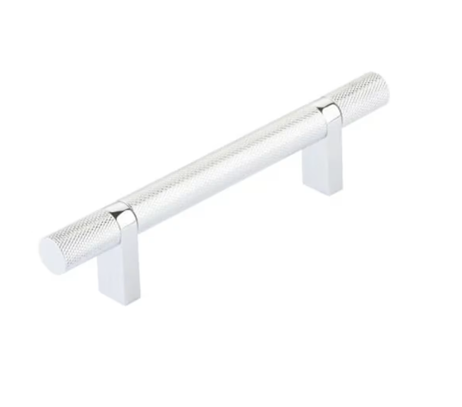 Emtek Select Cabinet Pull C-C , Rectangular Bar Stem , Knurled Bar