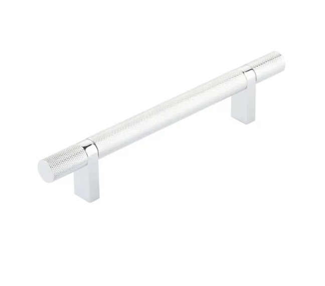 Emtek Select Cabinet Pull C-C , Rectangular Bar Stem , Knurled Bar