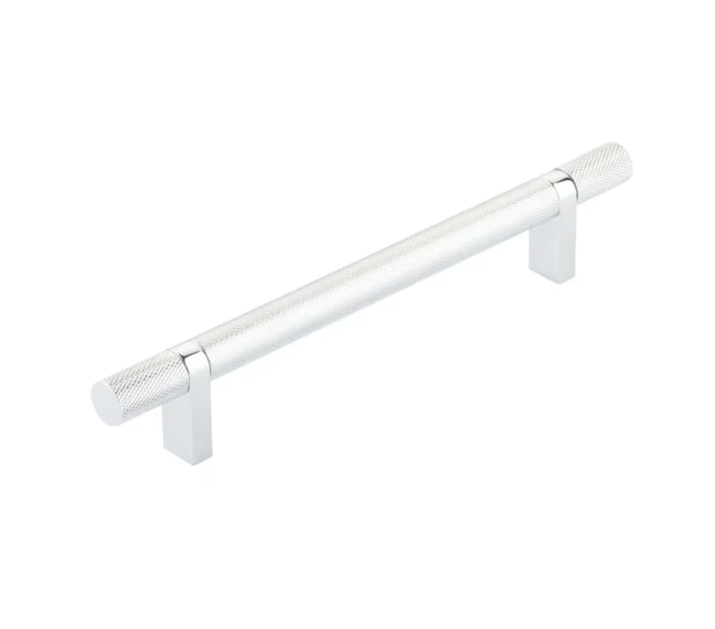 Emtek Select Cabinet Pull C-C , Rectangular Bar Stem , Knurled Bar