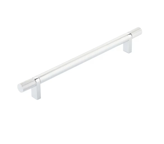 Emtek Select Cabinet Pull C-C , Rectangular Bar Stem , Knurled Bar