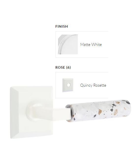 Emtek 8531.LSMW.MRGN Select Dummy , Quincy Rosette , L-Square Stem , Green Marble Handle - Parent