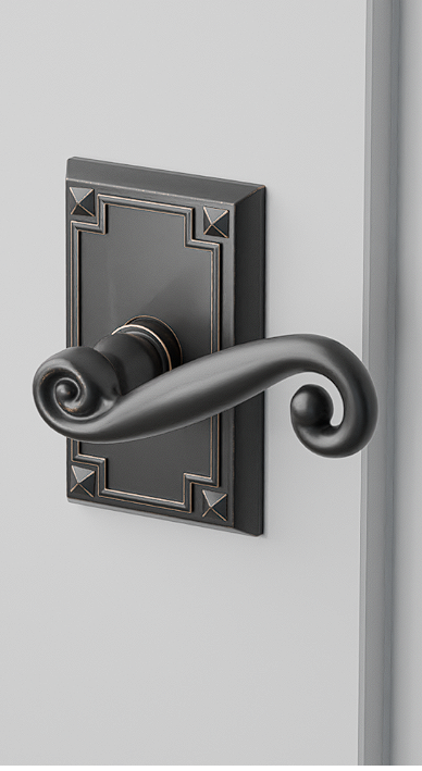 Emtek C5105R Concealed , Passage , Arts and Crafts Rectangular Rosette , Rustic Lever - Parent