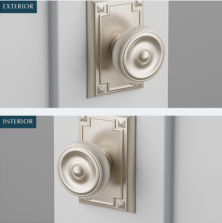 Emtek C5105W Concealed , Passage , Arts and Crafts Rectangular Rosette , Waverly Knob