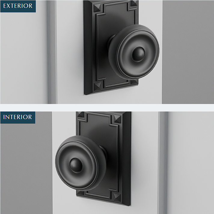 Emtek C5105W Concealed , Passage , Arts and Crafts Rectangular Rosette , Waverly Knob