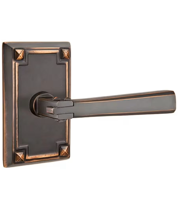 Emtek C5205AC Concealed , Privacy , Arts and Crafts Rectangular Rosette , Arts and Crafts Lever - Parent