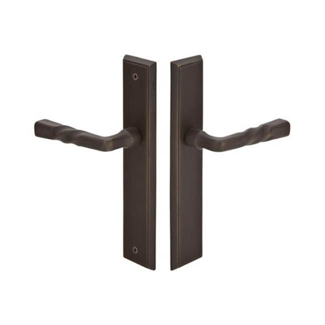 Emtek 1564MTRH Multi Point C5 , Non-Keyed Fixed Handle OS , Operating Handle IS , Rectangular Style , 2" x 10" , Montrose Lever , RH - Parent