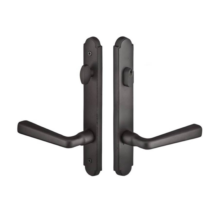 Emtek 1811ARLH MultiPointC8 , Keyed with AmericanCyl , Arched Style , 1-1/2"x11" , Aurora Lever , LH - Parent