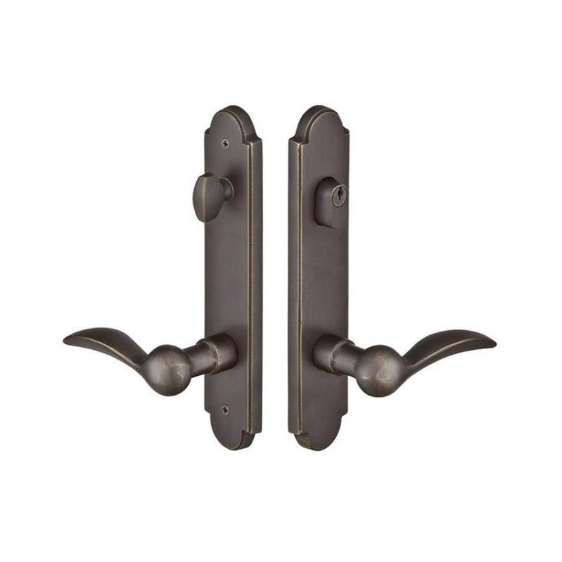Emtek 1821CRRH MultiPointC8 , Keyed with AmericanCyl , Arched Style , 2"x10" , Cimarron Lever , RH - Parent