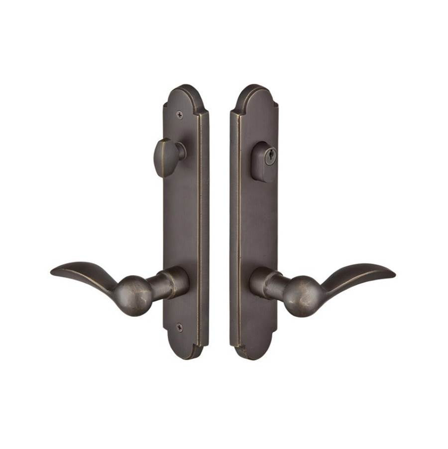 Emtek 1821DLH MultiPointC8 , Keyed with AmericanCyl , Arched Style , 2"x10" , Durango Lever , LH - Parent