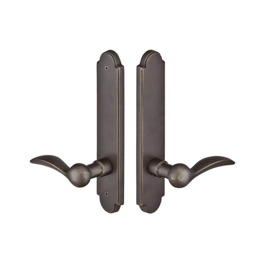 Emtek 1823TTLH MultiPointC8 , Non-Keyed AmericanT-turnIS , Arched Style , 2"x10" , Teton Lever , LH - Parent