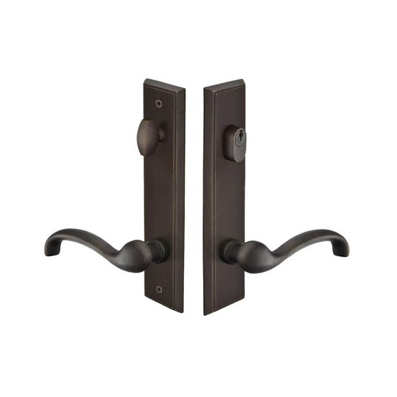Emtek 1861TTRH MultiPointC8 , Keyed with AmericanCyl , Rectangular Style , 2"x10" , Teton Lever , RH - Parent