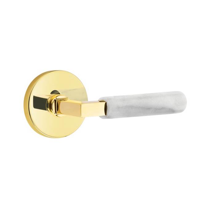 Emtek C5209.LS.MRWH Concealed Fastener , Privacy , Disc Rosette , L-Square Stem , White Marble Handle - Parent
