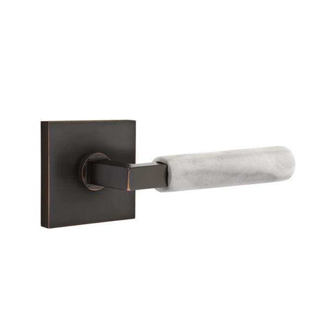 Emtek 5210.LS.MRWH.LH Privacy , Square Rosette , L-Square Stem , White Marble Handle , LH - Parent