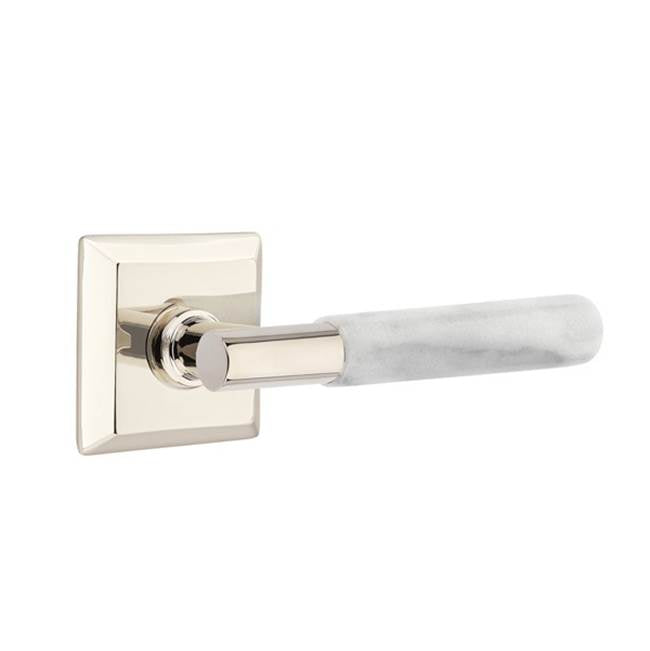 Emtek 8231.TA.MRWH.RH Privacy , Quincy Rosette , T-Bar Stem , White Marble Handle , RH - Parent