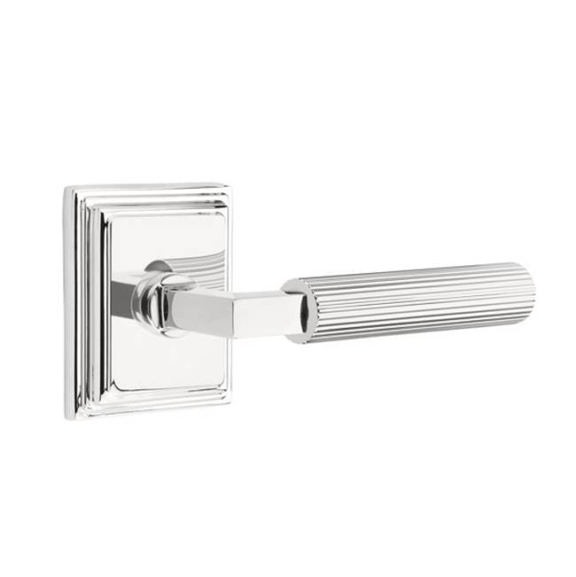 Emtek 8261.LS.SK.RH Privacy , Wilshire Rosette , L-Square Stem , Straight Knurled Handle RH - Parent