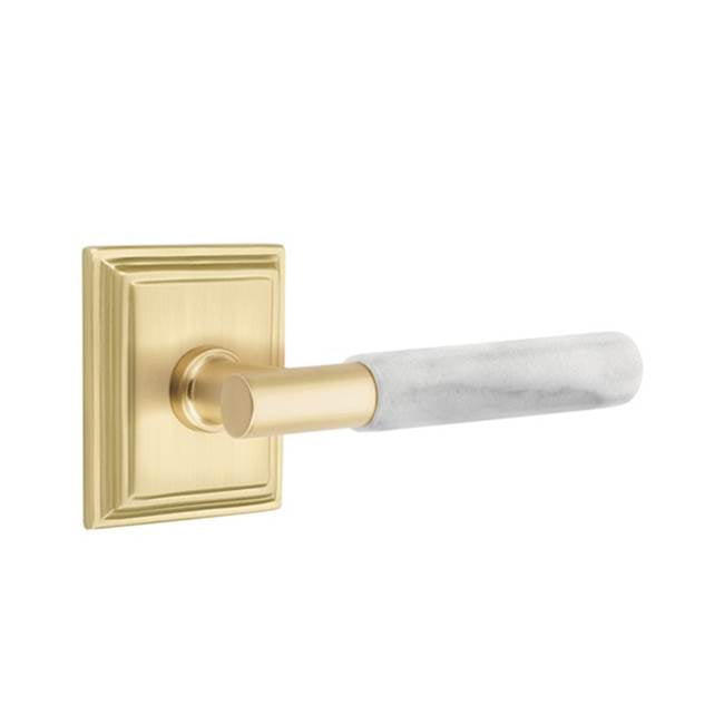 Emtek 8561.TA.MRWH Dummy , Wilshire Rosette , T-Bar Stem , White Marble Handle