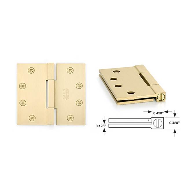 Emtek 96314 Square Barrel Hnge , SldBrs , SqCr , 4x4" , 0.125" Thickness - Parent