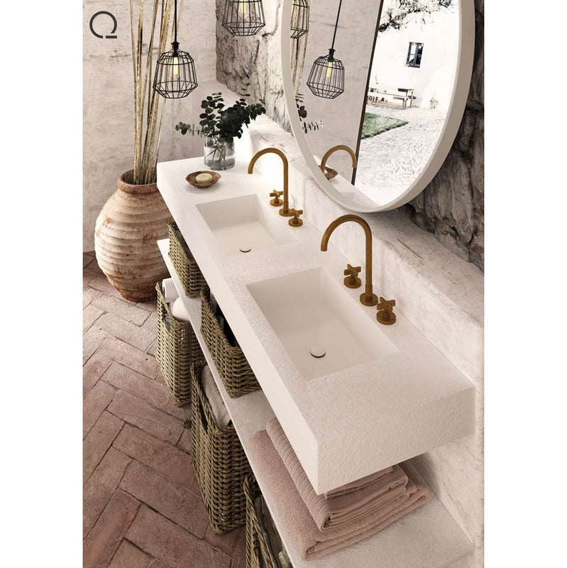 Quare design FR4922MCL 49x22x9/16" frame countertop for vanity texture smooth single sink with backsplash and universal valve click-clack chrome - Parent
