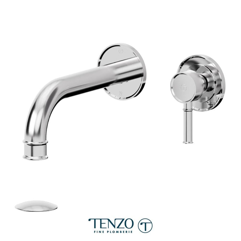 Tenzo F-ALY14-W Trim For Alyss Wall Mount Lavatory Faucet 2 Plates With Drain