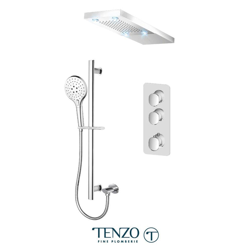 Tenzo F-FLT42-21232-CR Trim For Fluvia Extenza Kit 2 Functions Thermo Chrome Finish