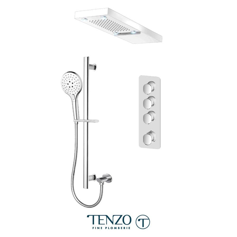 Tenzo F-FLT43-54252-CR Trim For Fluvia Extenza Kit 3 Functions Thermo Chrome Finish