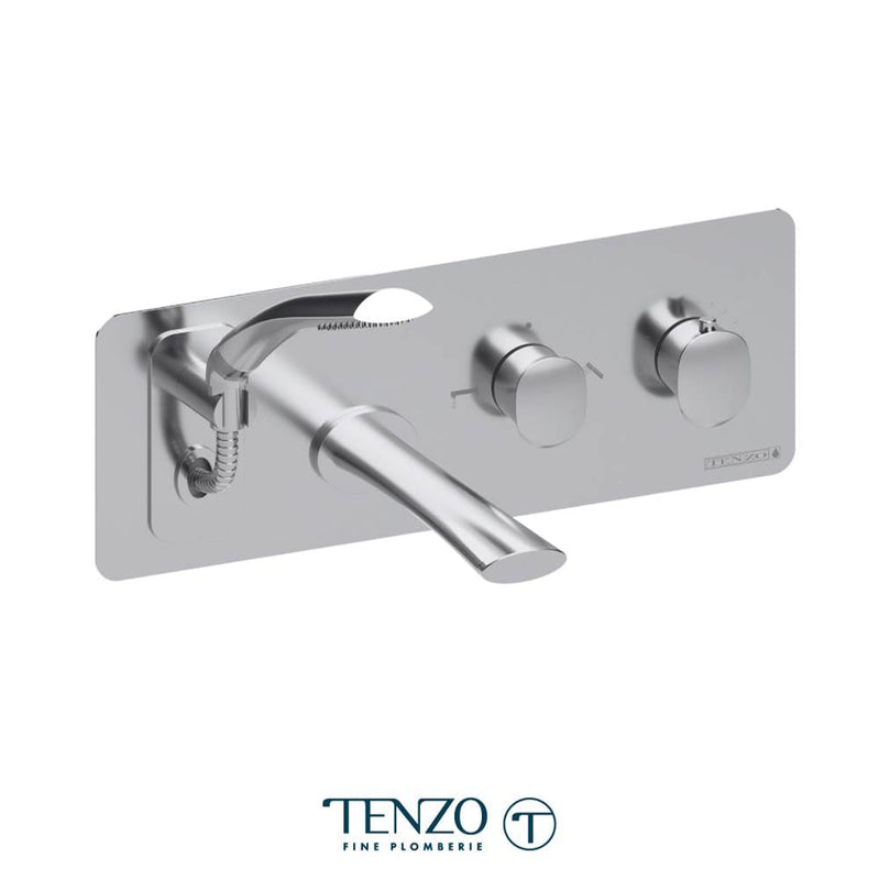 Tenzo F-FLT73-CR Trim For Wall Mount Tub Faucet With Retractable Hose Fluvia Chrome
