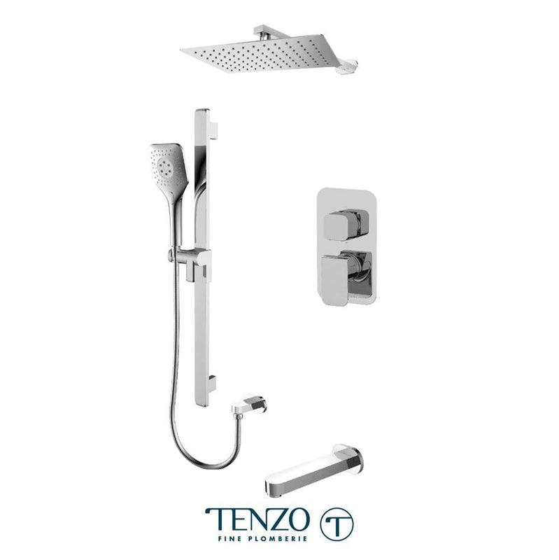 Tenzo F-QUPB33-501115-CR Trim For Quantum T-Box Kit 3 Functions Pressure Balance Chrome Finish