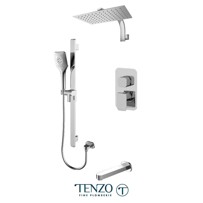 Tenzo F-QUPB33-501195-CR Trim For Quantum T-Box Kit 3 Functions Pressure Balance Chrome Finish