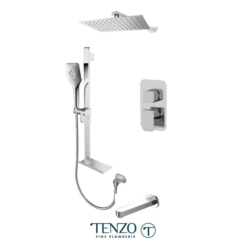 Tenzo F-QUPB33-503115-CR Trim For Quantum T-Box Kit 3 Functions Pressure Balance Chrome Finish