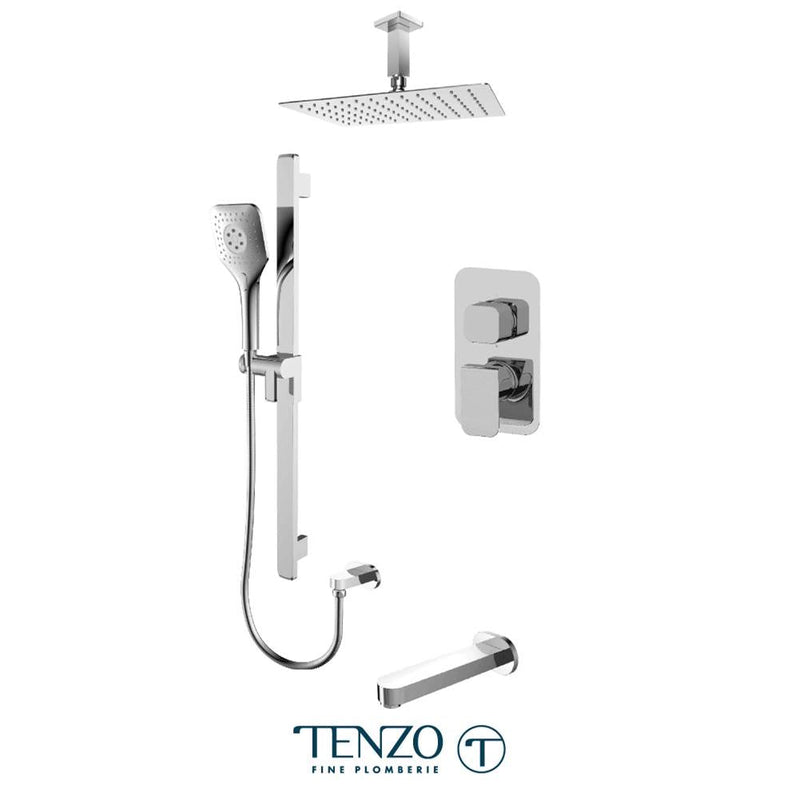 Tenzo F-QUPB33-511315-CR Trim For Quantum T-Box Kit 3 Functions Pressure Balance Chrome Finish