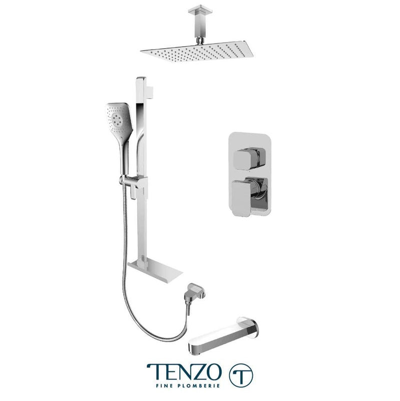 Tenzo F-QUPB33-513315-CR Trim For Quantum T-Box Kit 3 Functions Pressure Balance Chrome Finish