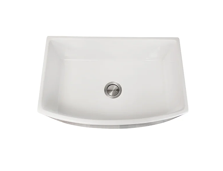 Nantucket sinks FCFS3020CA-W Fine fireclay curved apron farmer sink finished in a white finish