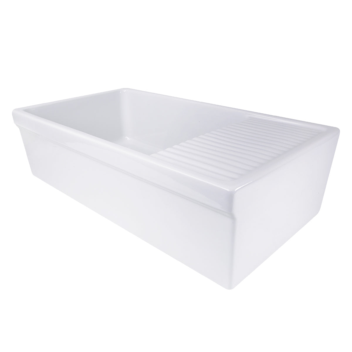 Nantucket Sinks FCFS36-DB 36 Inch Italian Farmhouse Fireclay Sink with Built-In Drainboard