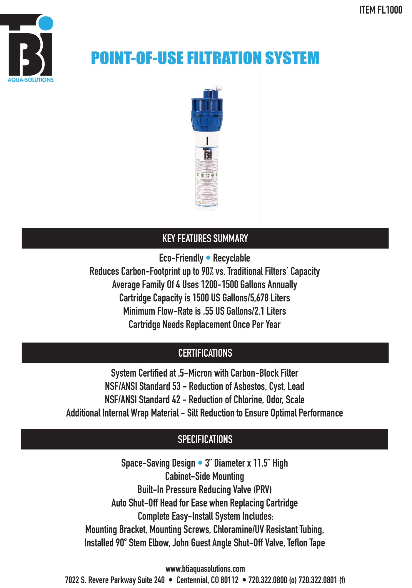 BTI HTF-HC2400 C-Spout Hot/Cold Filtration Faucet w/ Digital Hot Water Tank & Filtration System - Parent
