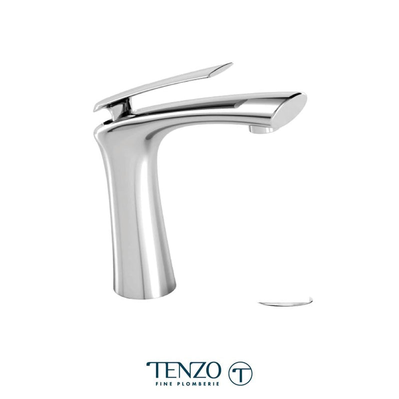 Tenzo FL11-W-CR Fluvia Single Hole Lavatory Faucet Chrome With Drain