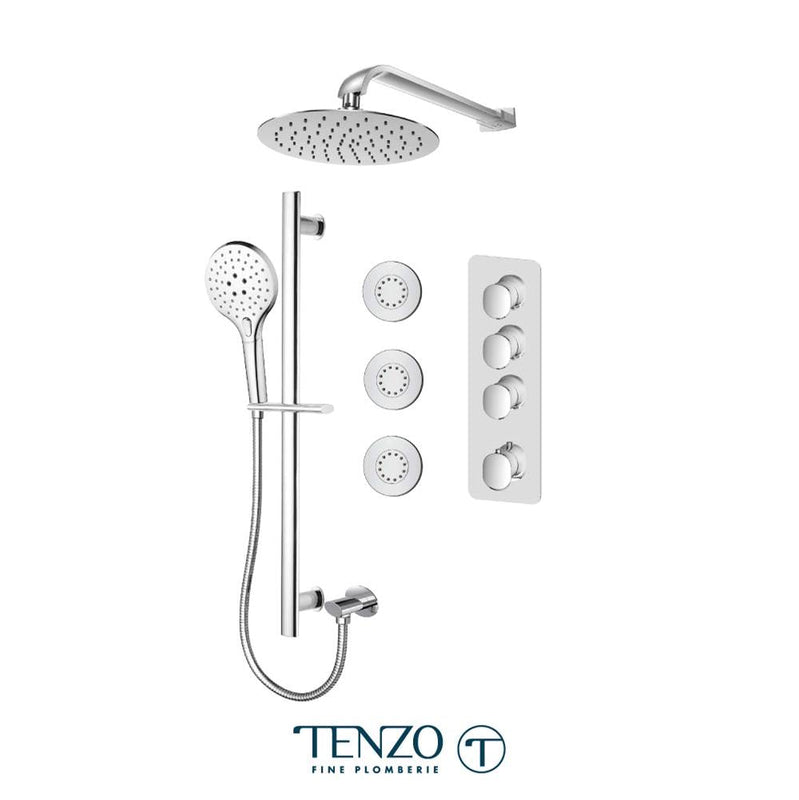 Tenzo FLT43-572168-CR Fluvia Extenza Kit 3 Functions Thermo Chrome Finish