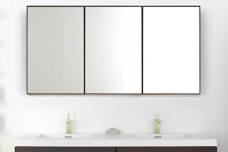 Wet Style FRL60MEL-W12 Furniture Frame Linea - Mirror Cabinet 60 Left - Wood Side Panels - Walnut Natural No Calico