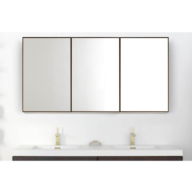Wet Style FRL60MER-W16-XY Furniture Frame Linea - Mirror Cabinet 60 Right - Wood Side Panels - Walnut Chocolate - Defog - Led