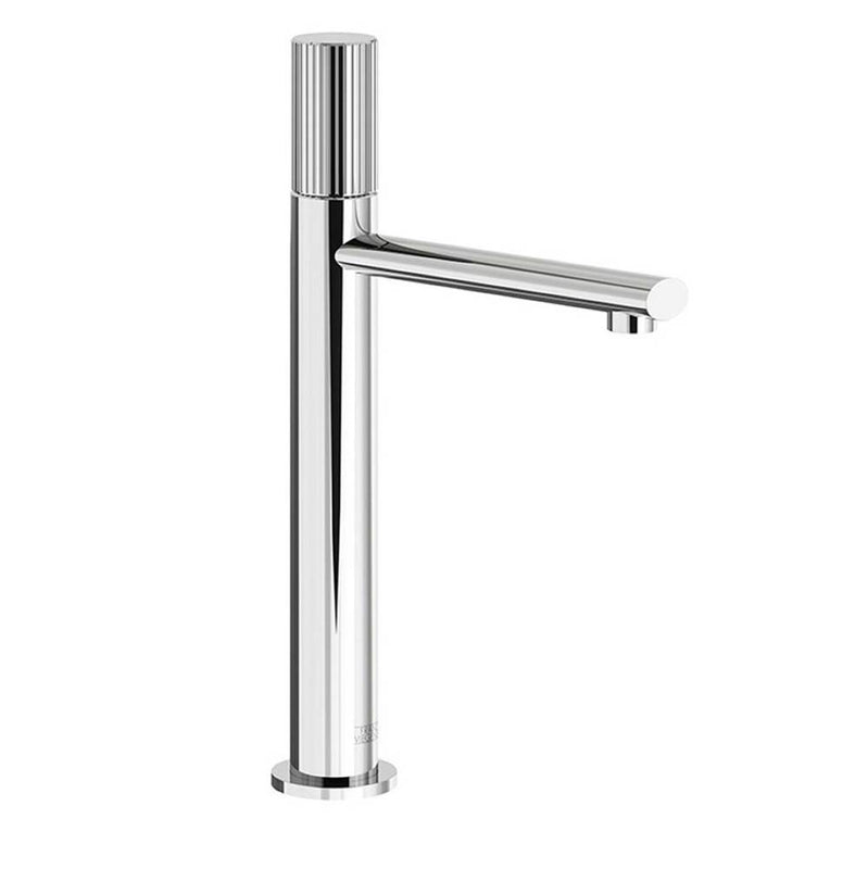 Franz Viegener FV181.02/59V Nerea Vertical Lines Tall Vessel Height, Single Handle Luxury Lavatory Set, Vertical Lines Cylinder Handle With Push-down Pop-up Drain Assembly - Parent