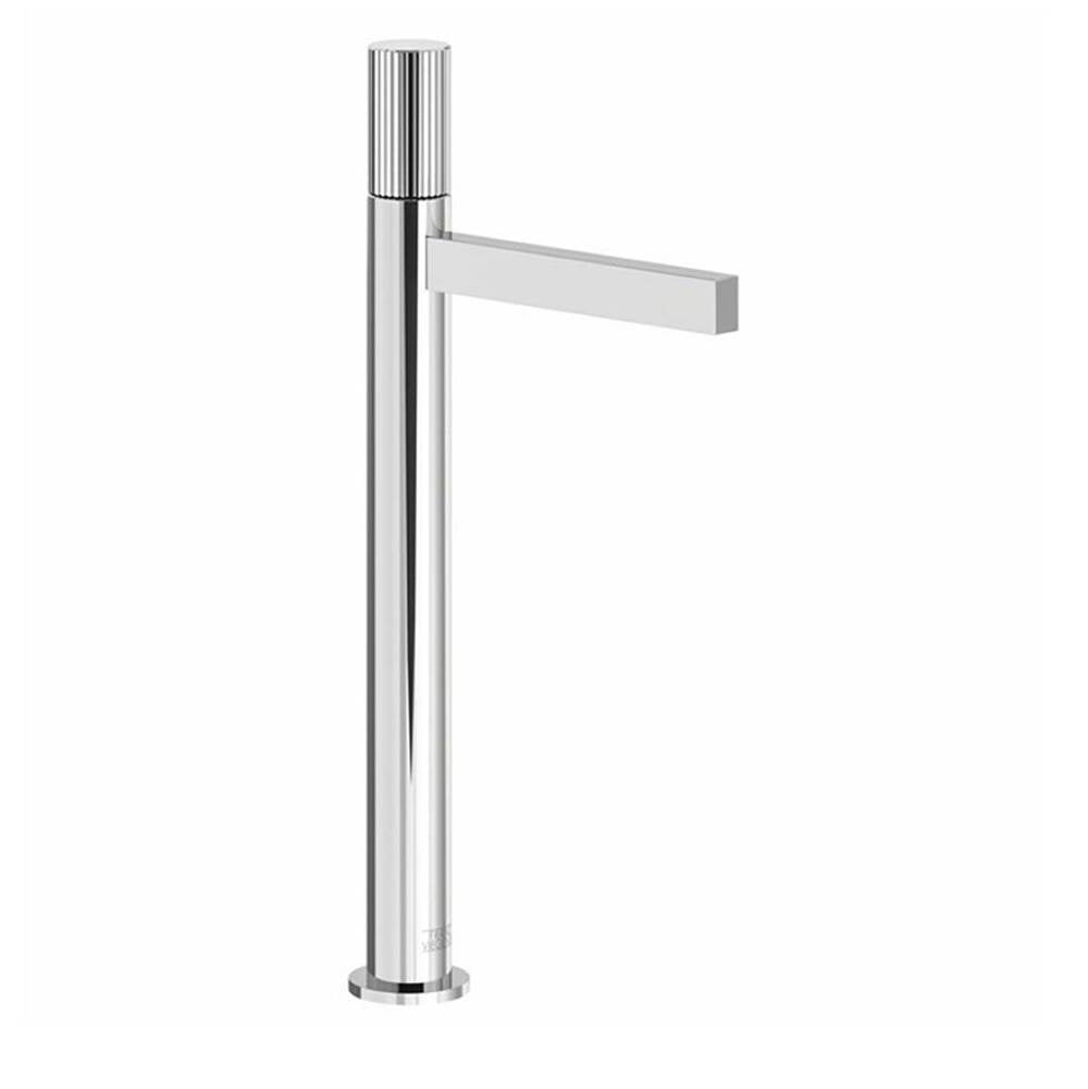 Franz Viegener FV181.02/J2V Lollipop Vertical Lines Tall Vessel Height, Single Handle Lavatory Set, Vertical Lines Cylinder Handle, With Push-down Pop-up Drain Assembly - Parent