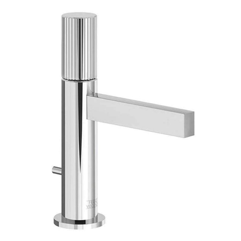 Franz Viegener FV182/J2V Lollipop Vertical Lines Single Handle Lavatory Set, Vertical Lines Cylinder Handle, With Pop - Up Drain Assembly - Parent