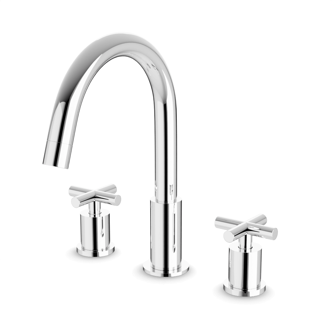 Artos FS415 Opera 3-Hole Deck Mount Tub Filler With Cross Handles